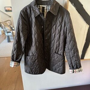 Women’s brown Burberry quilted chore jacket